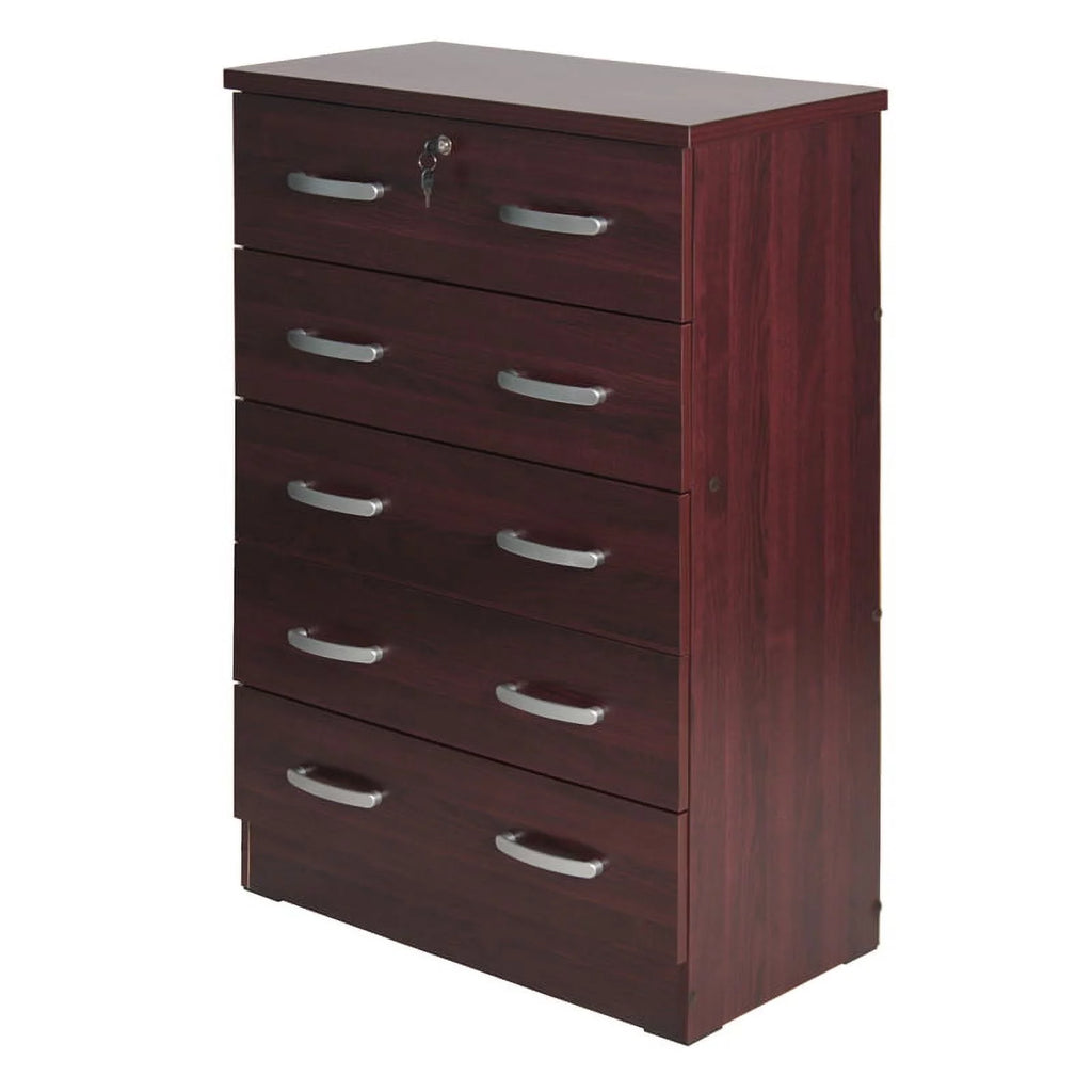 Twin Captains Bed & Dresser with Lock in Mahogany Y2472