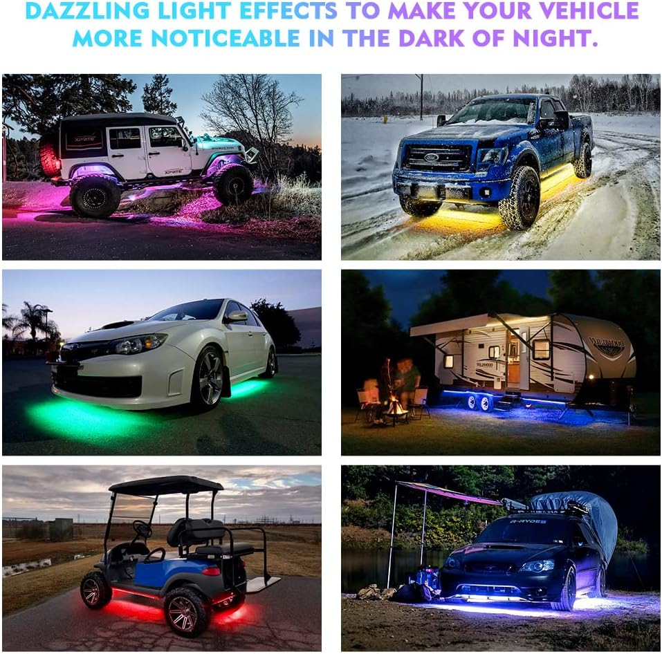 RGB LED Car Underglow Light Kit, 4 PCS, Pack of 2 Y3305