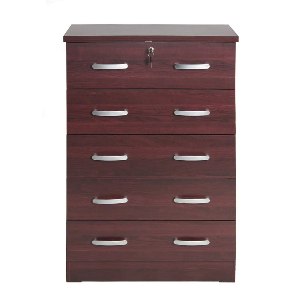 Twin Captains Bed & Dresser with Lock in Mahogany Y2472