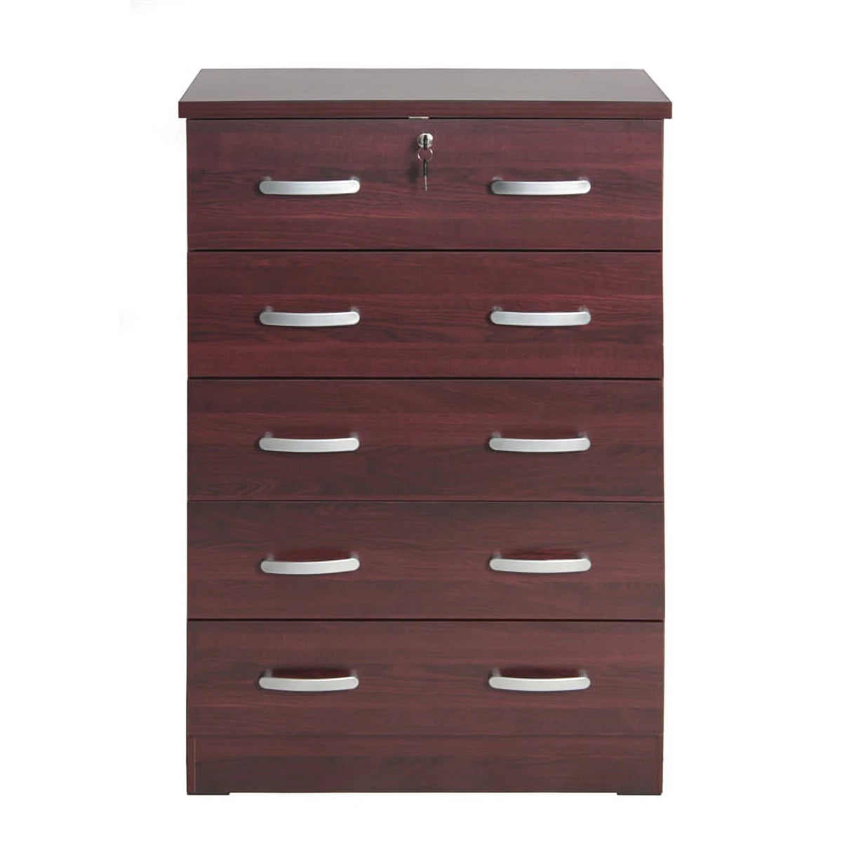 Twin Captains Bed & Dresser with Lock in Mahogany Y2472