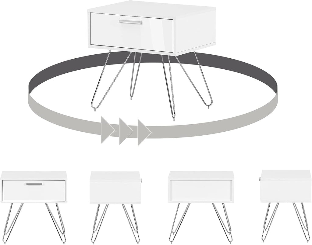Pure White Scandinavian Nightstand S57329