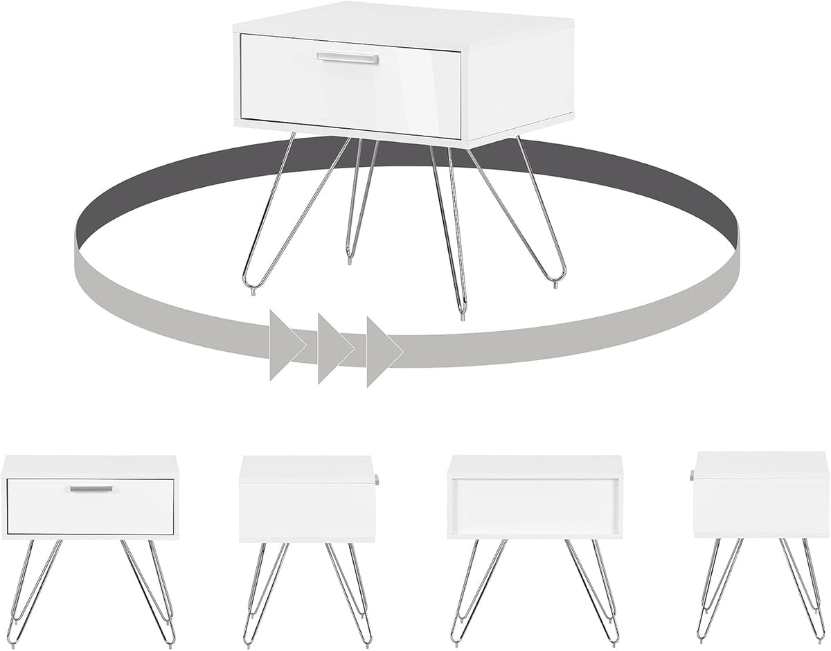 Pure White Scandinavian Nightstand S57329