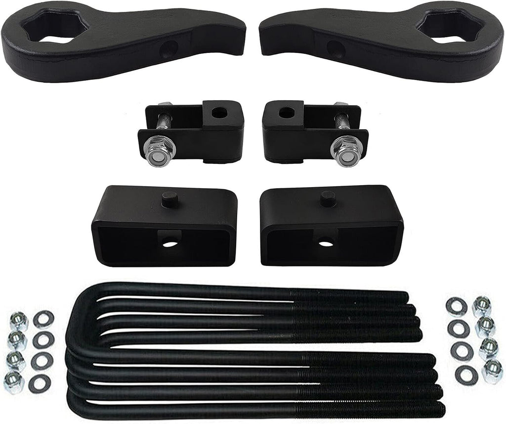 Adjustable Front Lift Forged Steel Torsion Keys & 3 Rear Lift Kit + Shock Extenders 4WD 8-Lug N656