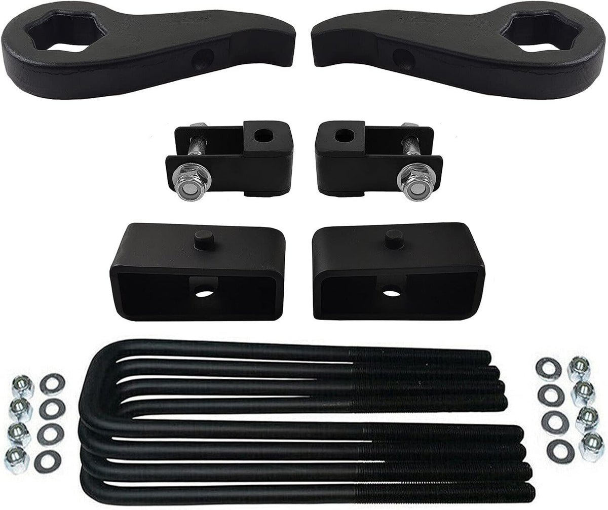 Adjustable Front Lift Forged Steel Torsion Keys & 3 Rear Lift Kit + Shock Extenders 4WD 8-Lug N656