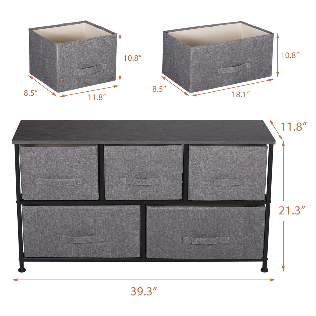 5 Drawers MDF Graphite Gray Dresser H5987