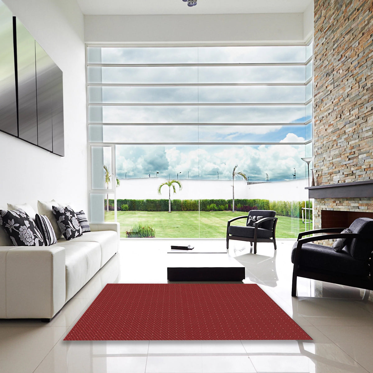 Machine Washable Red 5' x 8' Area Rugs X2404