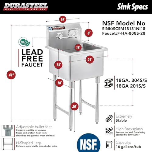 24 Inch Stainless Steel Utility Sink with Faucet Z275226