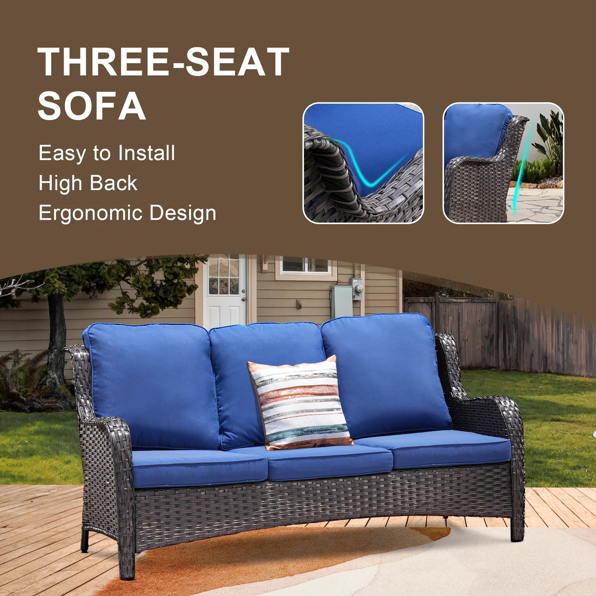 2 Pieces Outdoor Patio Wicker Sectional with Loveseat F742578