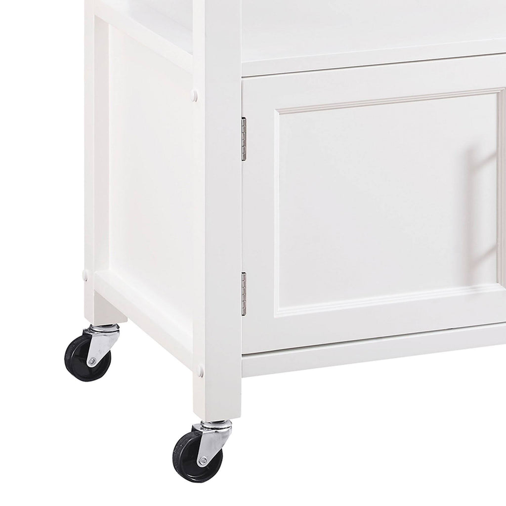 White Wooden Kitchen Cart with Granite Inlaid Top D568313