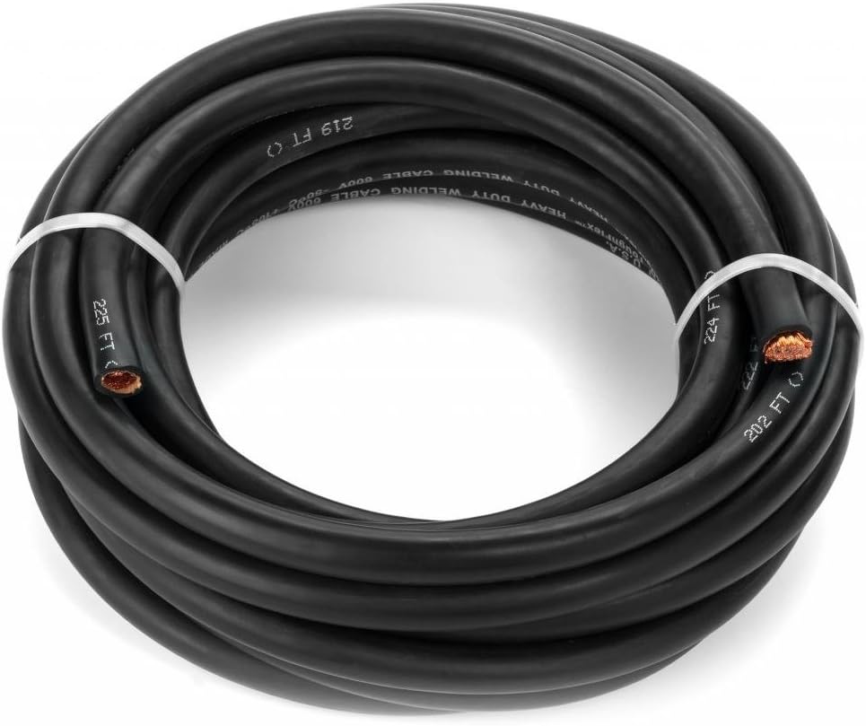 2/0 Gauge Extra Flexible Welding Cable 600 Volt Black 20 Feet N9521