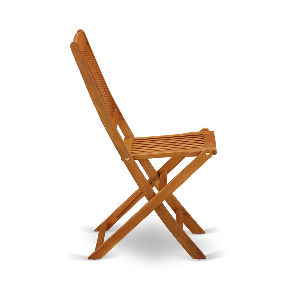 Solid Acacia Wooden Patio Folding Side Chair Set of Two I87948