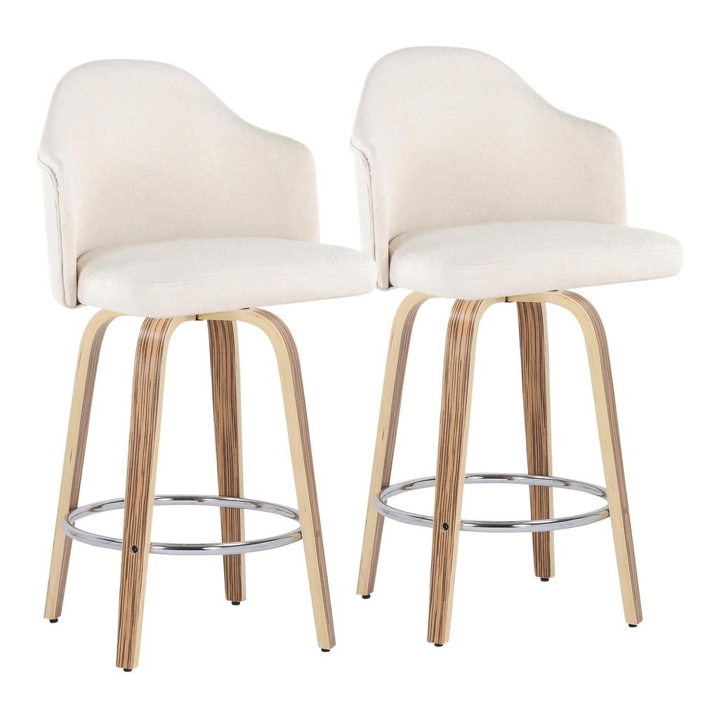 Fabric Counter Stools, Cream/Zebra, Set Of 2 O54461
