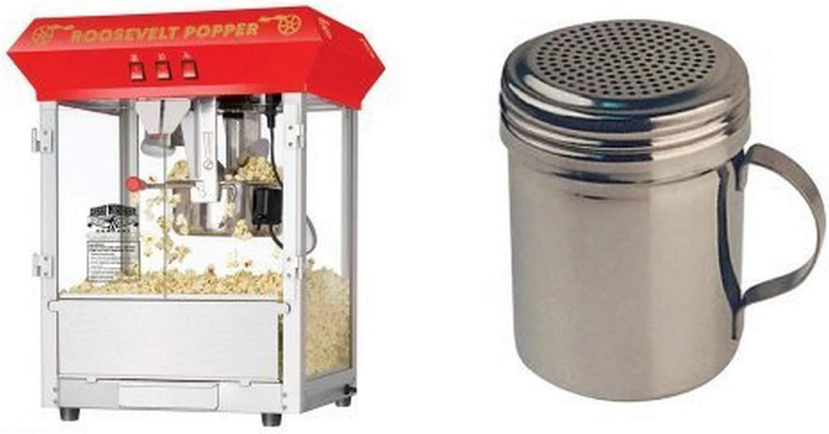 Antique Style Popcorn Popper Machine, 8-Ounce and Stainless Steel Dredges 10-Ounce Bundle C709542