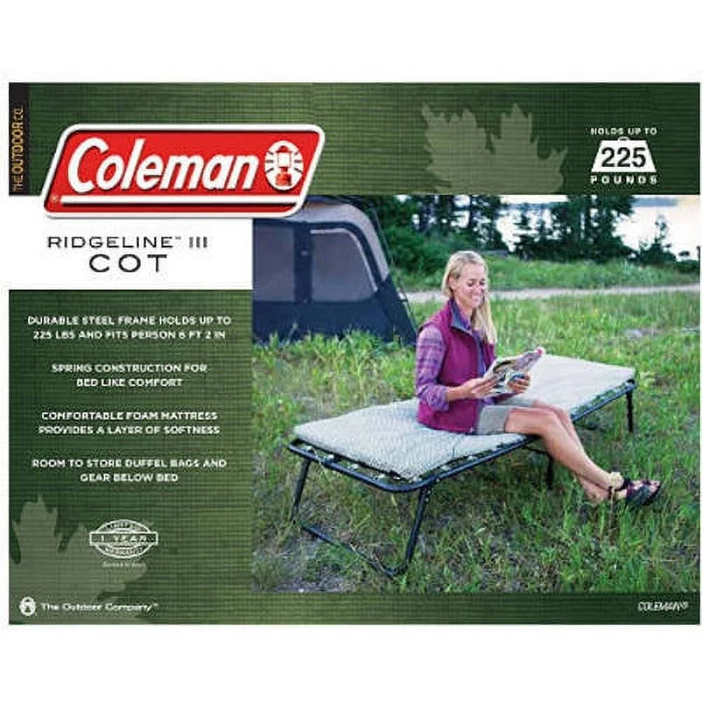 Camping Cot with Foam Sleeping Pad, 26 x 13 x 75 in, Green M780423