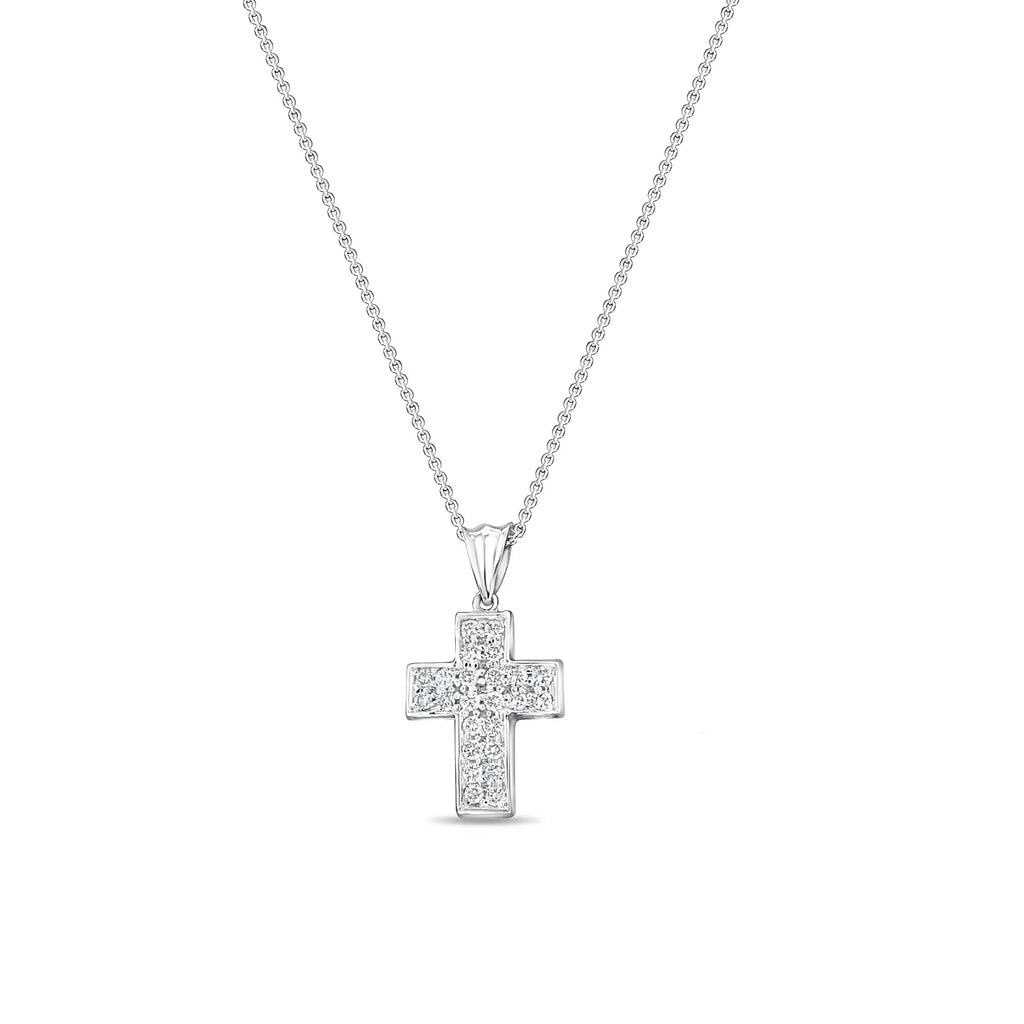 14k White Gold Diamond Cross Pendant V17883