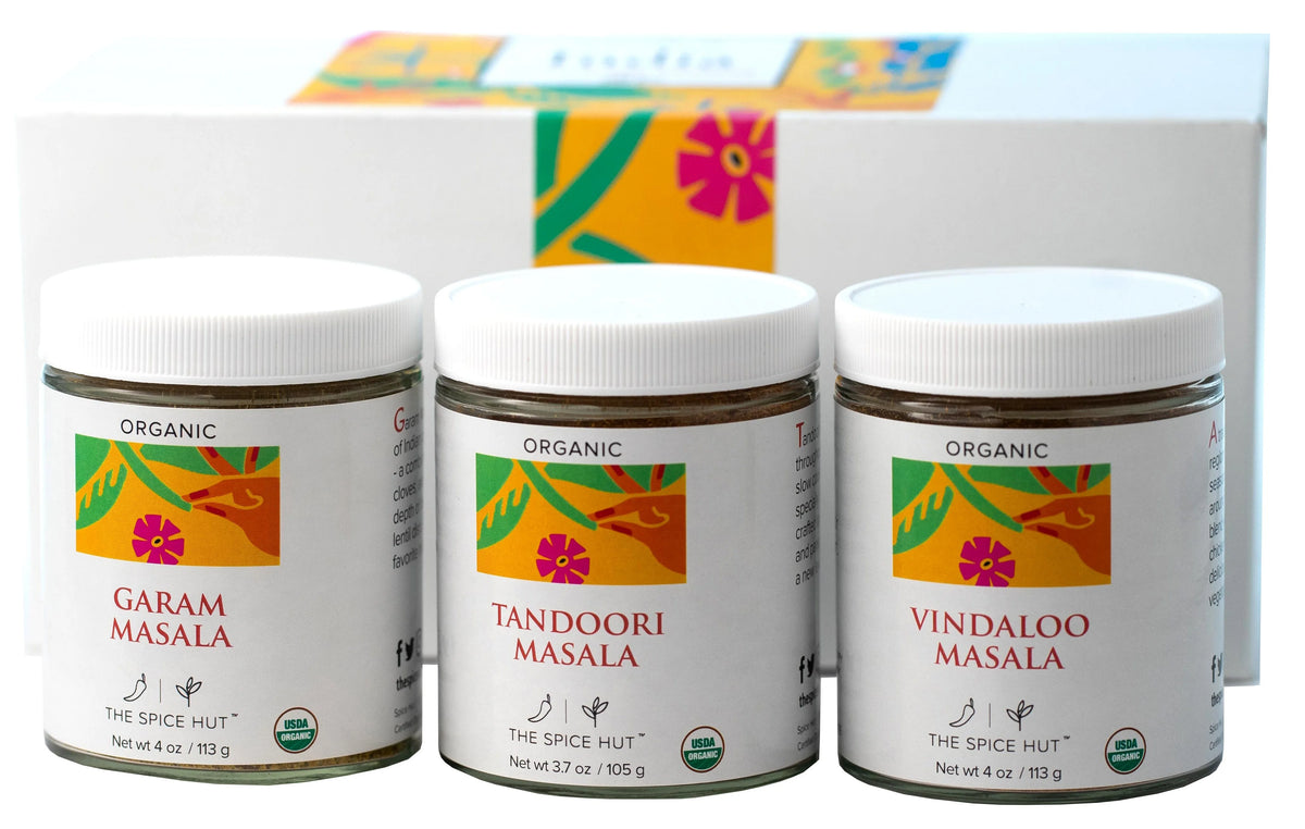 3 Flavors Organic Indian Masala Spice Seasoning Gift Set 4oz Glass Jar Q6305