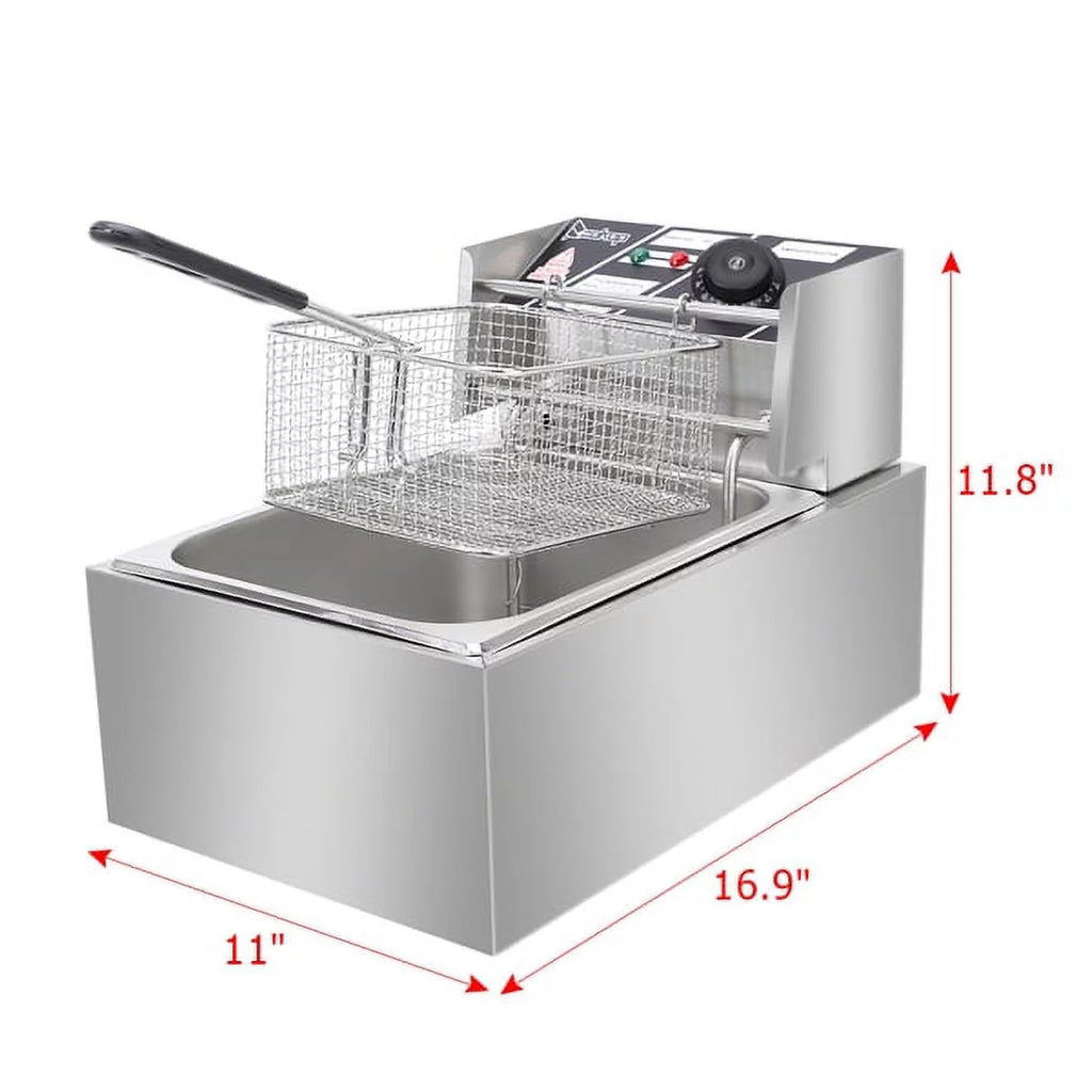 Stainless Steel Electric Double Tank Deep Fryer with Basket 6L K929265