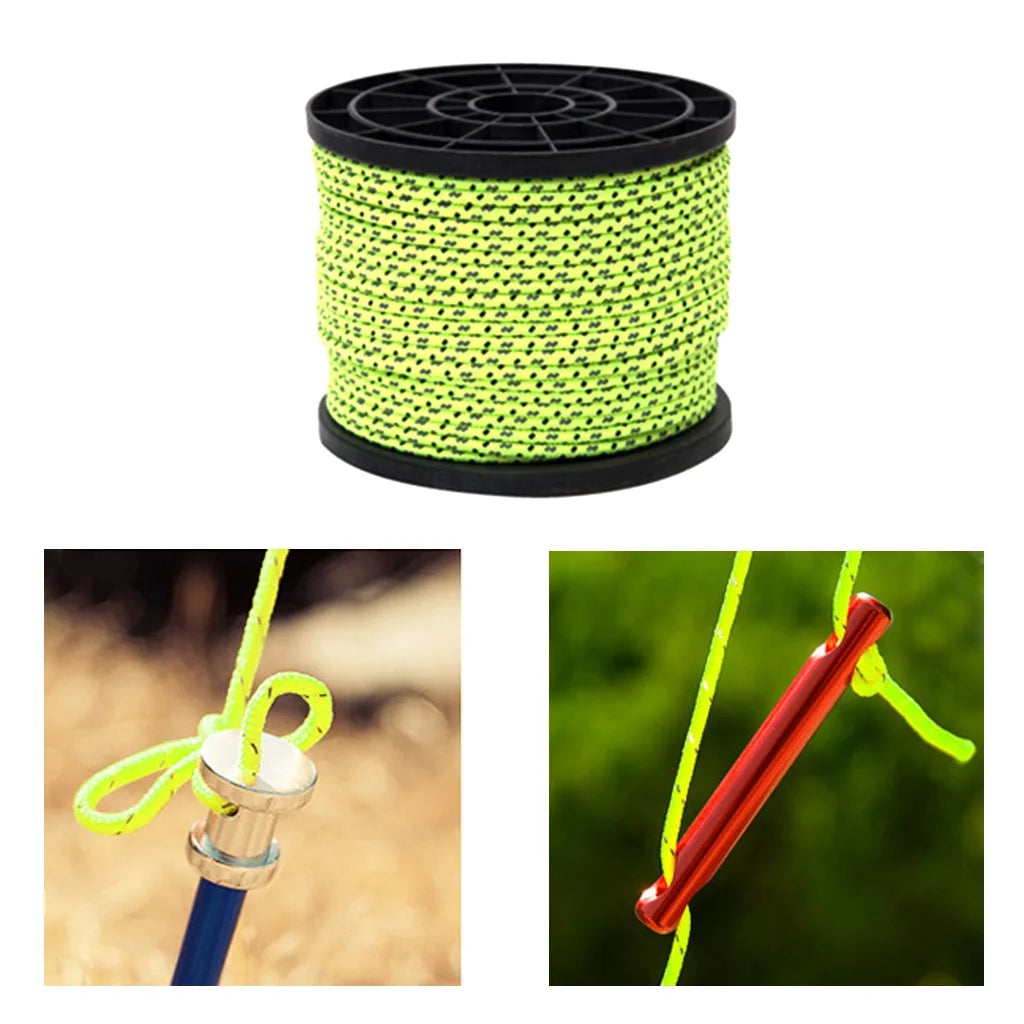 Fluorescent Reflective Guyline Tent Rope Camping Cord M305558