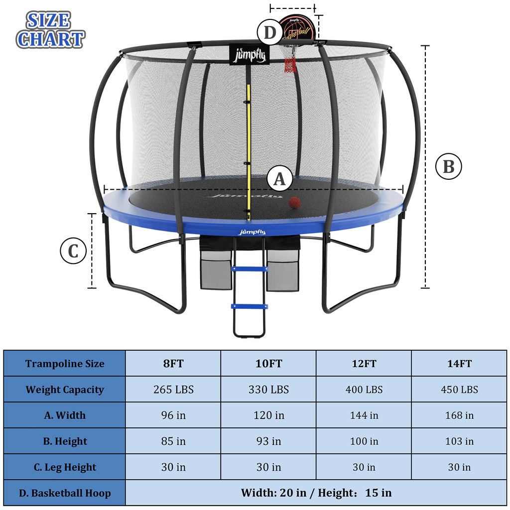 10FT Trampoline with Basketball Hoop, Enclosure And Ladder B5058