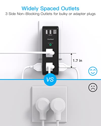 Surge Protector Outlet Extender with Rotating Plug, 6 AC Outlets and 3 USB Ports E634251