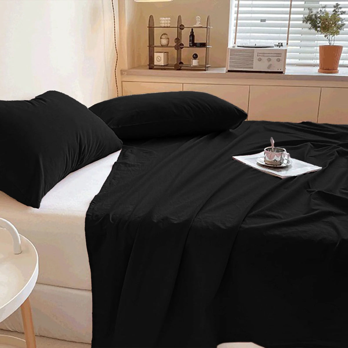 King Size Microfiber Sheets, Black Z8652