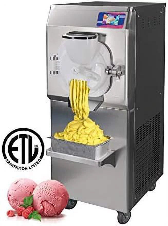 ETL Commercial Hard Ice Cream Machine, Italian Water Ice Machine, Batch Freezer, 14L Cylinder E484