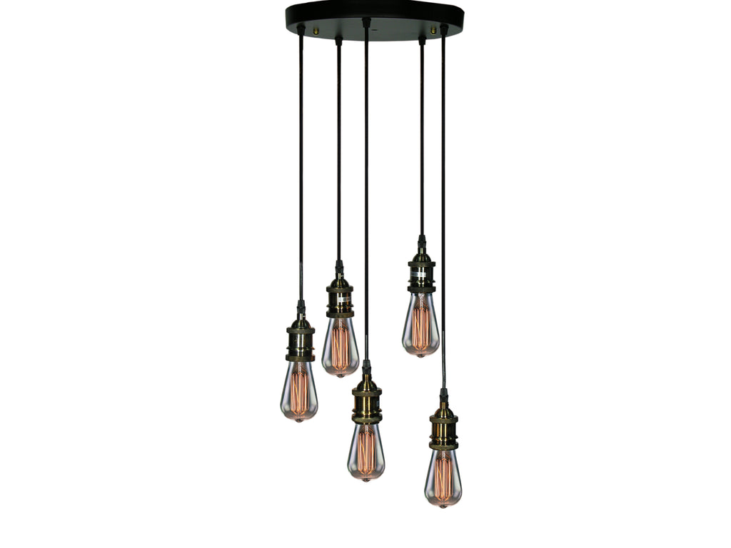 5-light Adjustable Cord Edison Lamp with Bulbs W7535