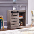 White+Dark Walnut Barn Door Buffet Console Table with Sliding Door J1755