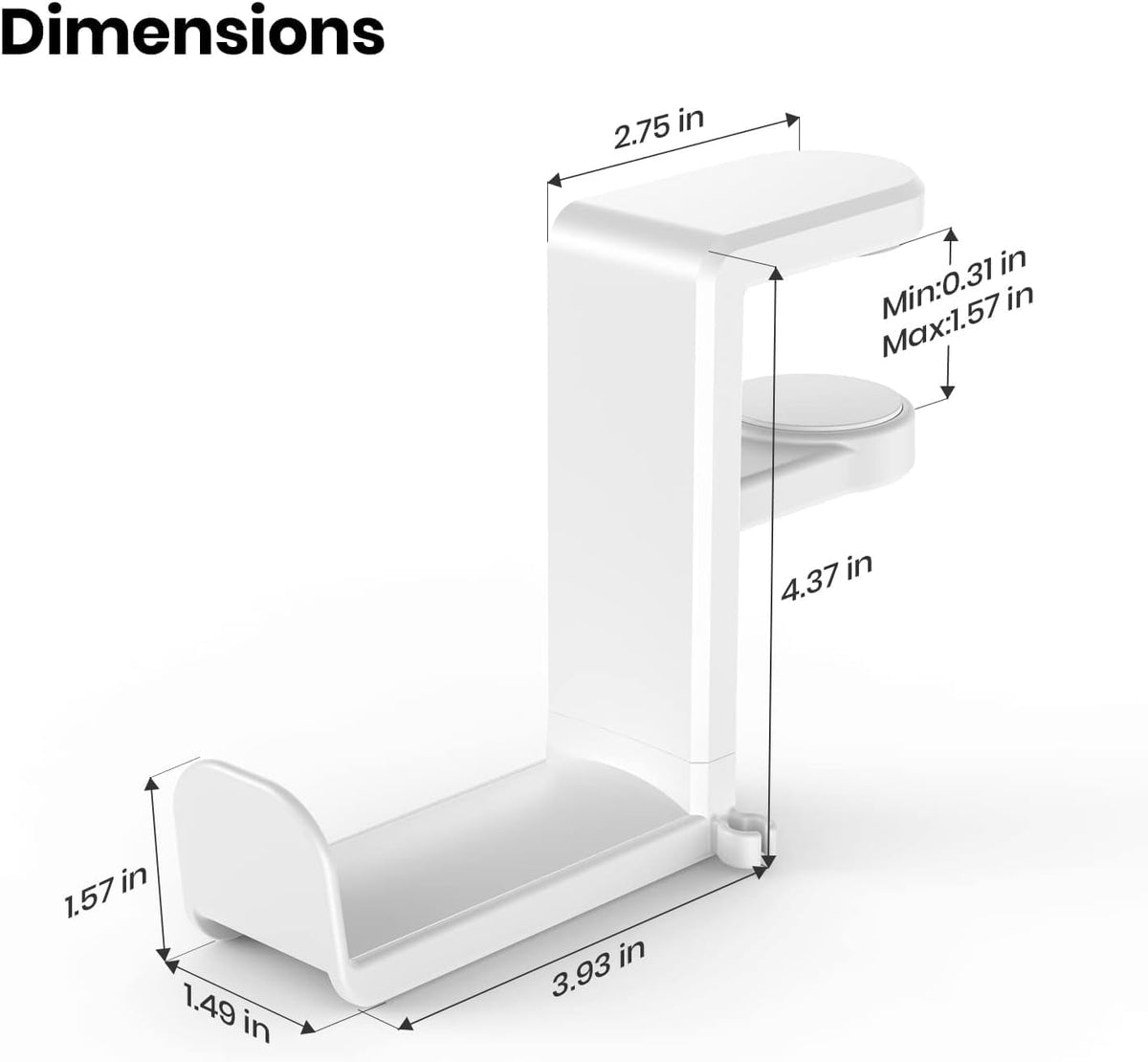 White Rotating Headphone Stand with 360 Degree Swivel I5402