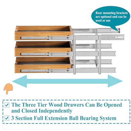 2 Tier Pull Out Wood Cabinet Organizer O5557