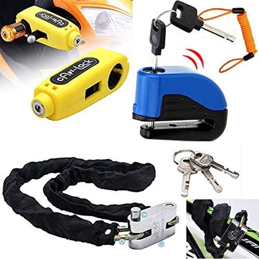 Alarm Disc Brake Lock and Motorcycle Handlebar Lock Set W283537