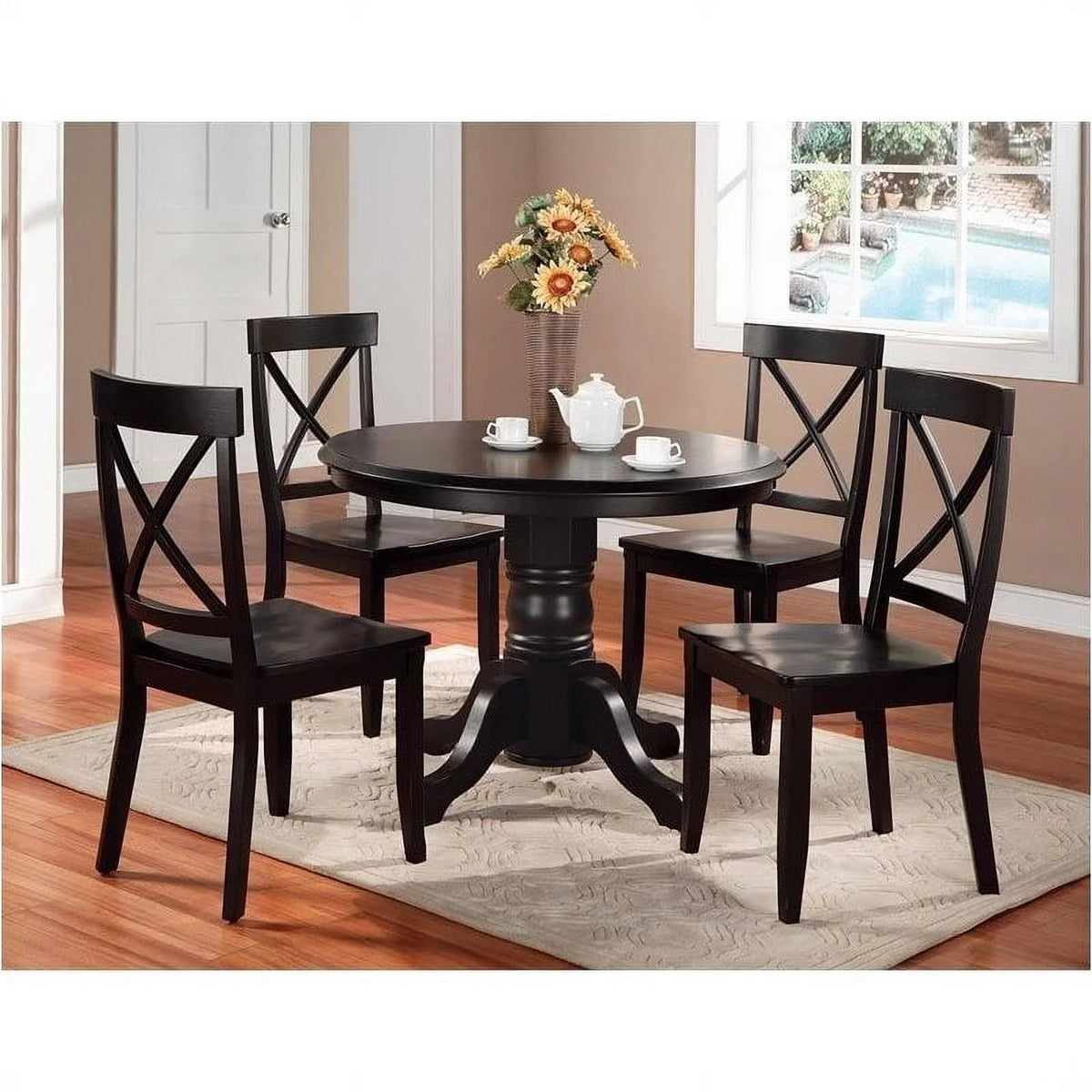 5 Piece Round Dining Set in Black W9773