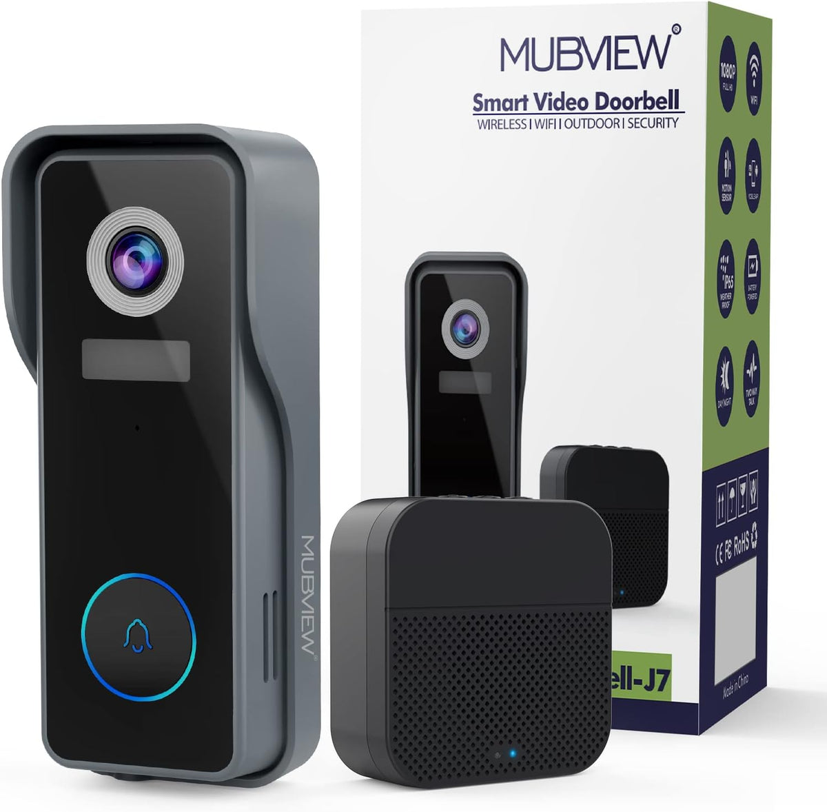 1080P HD WiFi Video Doorbell Camera with Chime D752037