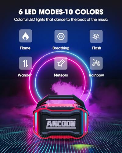 Bluetooth Wireless Speaker with Bass, 20H Playtime, IPX6 Waterproof (Black) Y232613