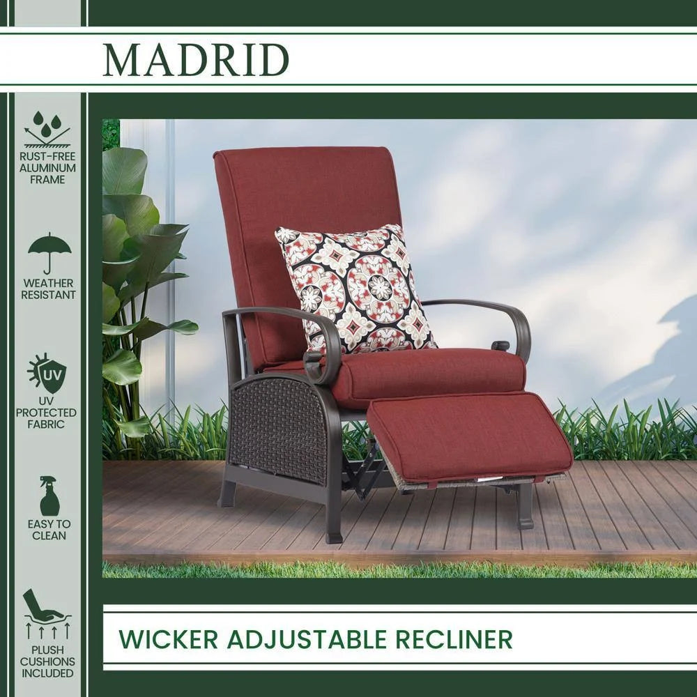 Brown/Red Wicker Adjustable Recliner O3082