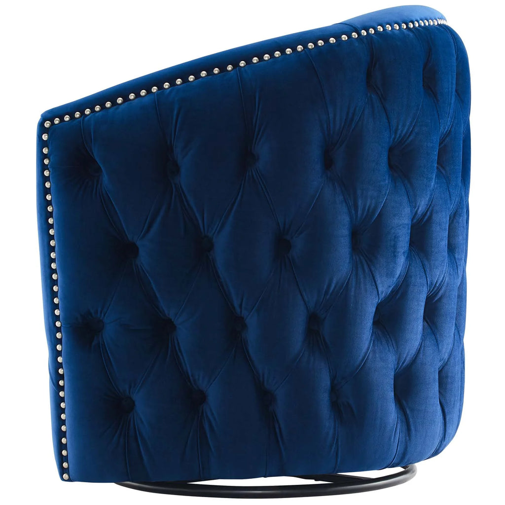 Navy Blue Velvet Accent Armchair Y380221