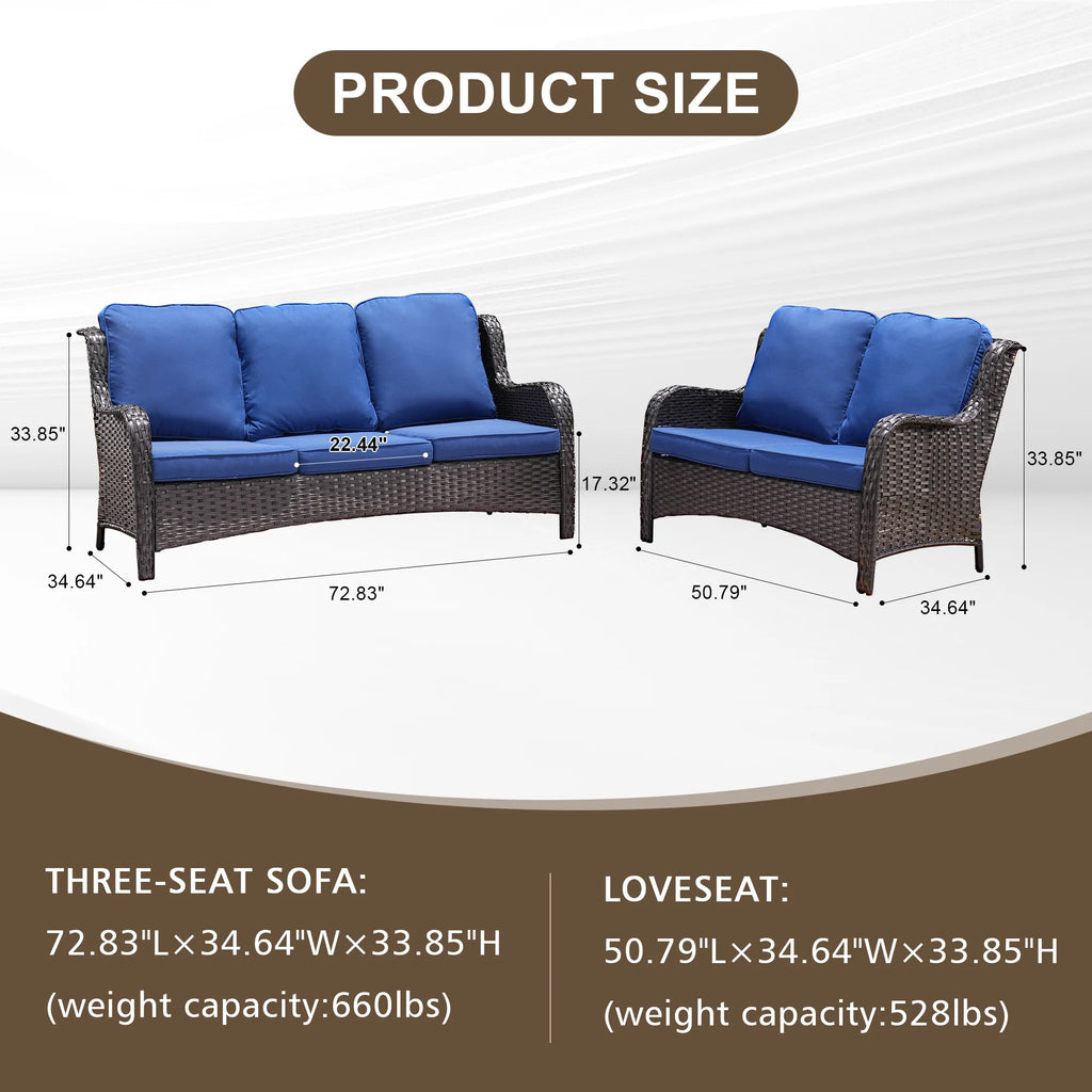 2 Pieces Outdoor Patio Wicker Sectional with Loveseat F742578