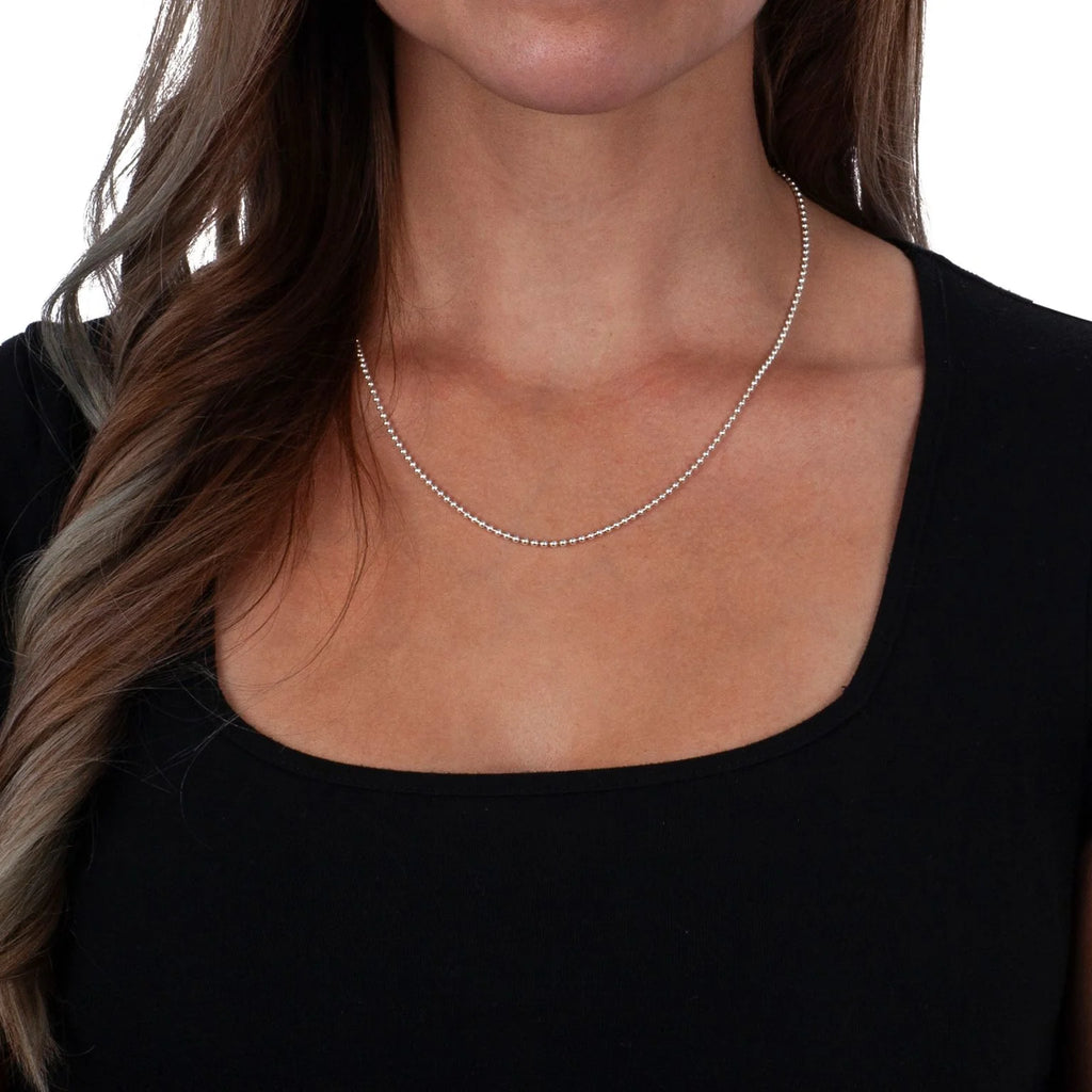 925 Sterling Silver Ball Bead Chain Necklace 1.5mm F465416