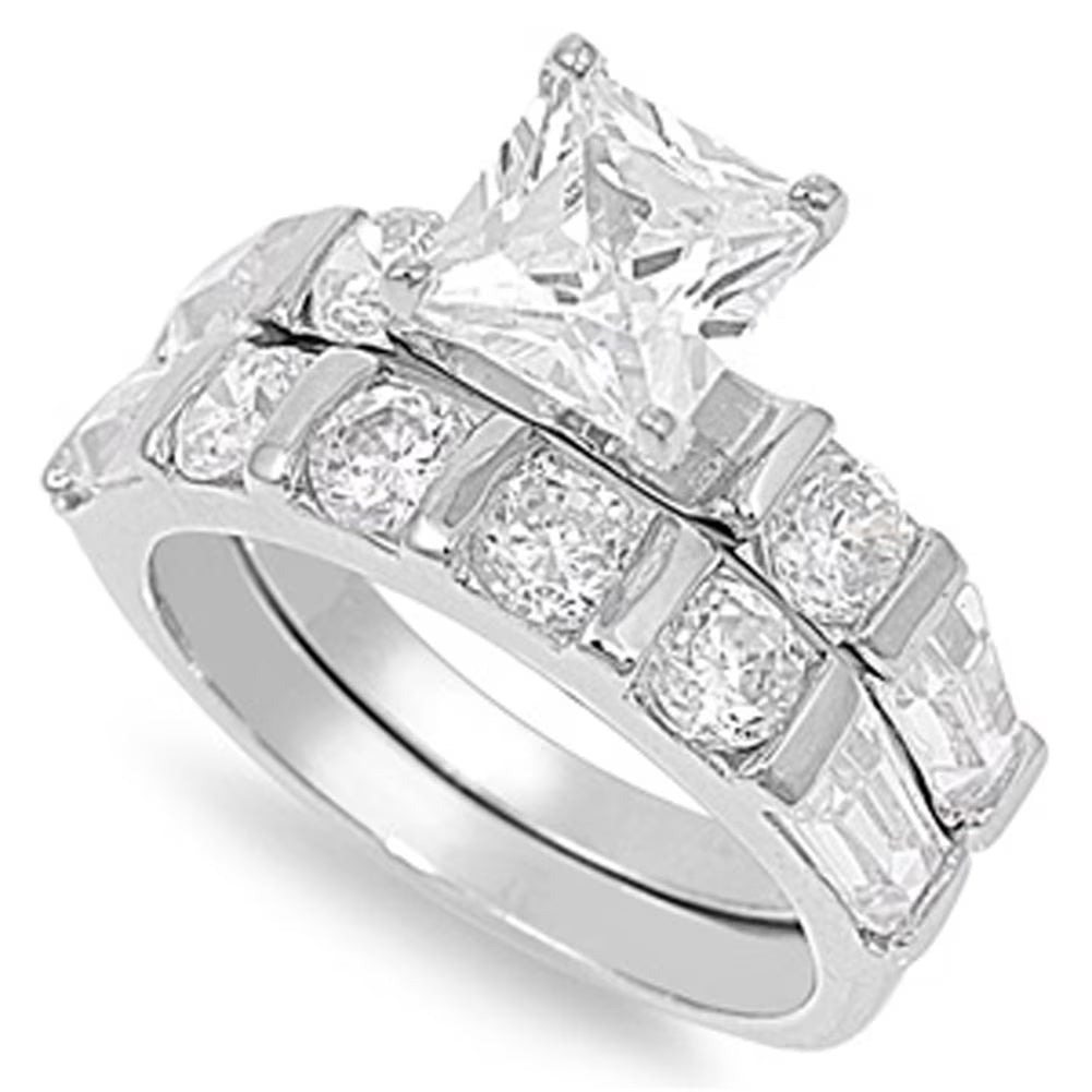 Princess Cut Cubic Zirconia Engagement Ring Set Size 8 W192448
