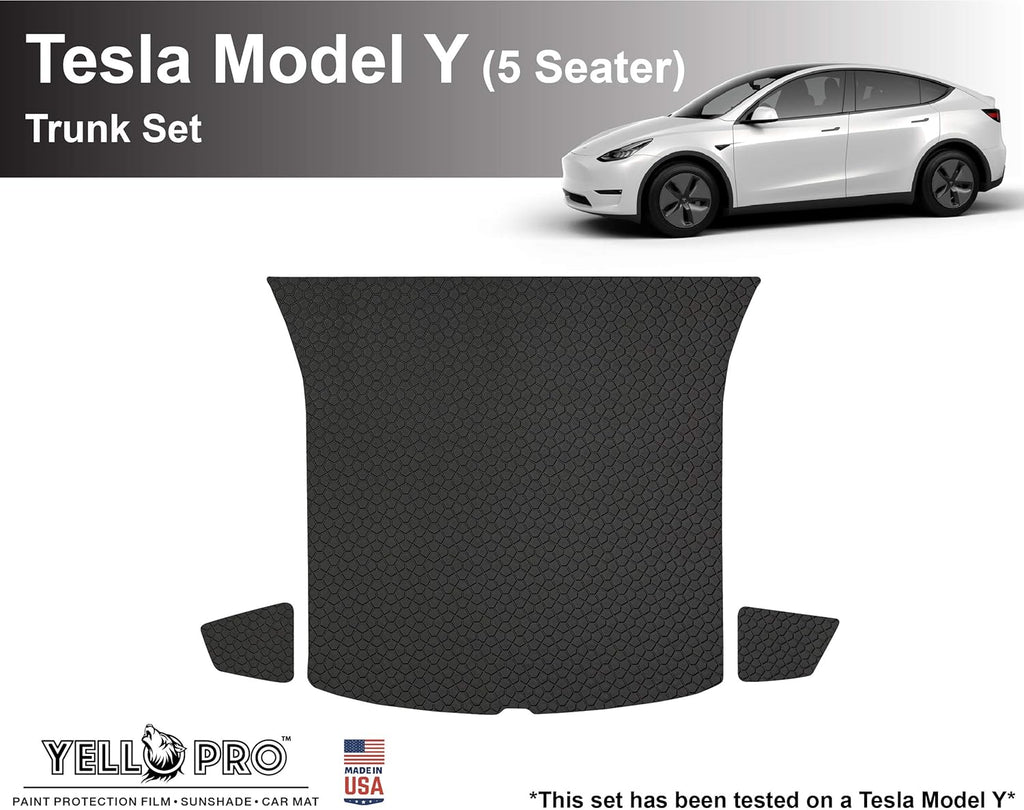 Black Rubber Heavy Duty Cargo Floor Mat for Tesla Model Y 5 Seater L333983