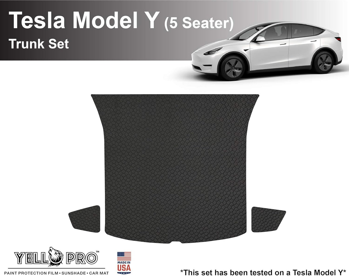 Black Rubber Heavy Duty Cargo Floor Mat for Tesla Model Y 5 Seater L333983