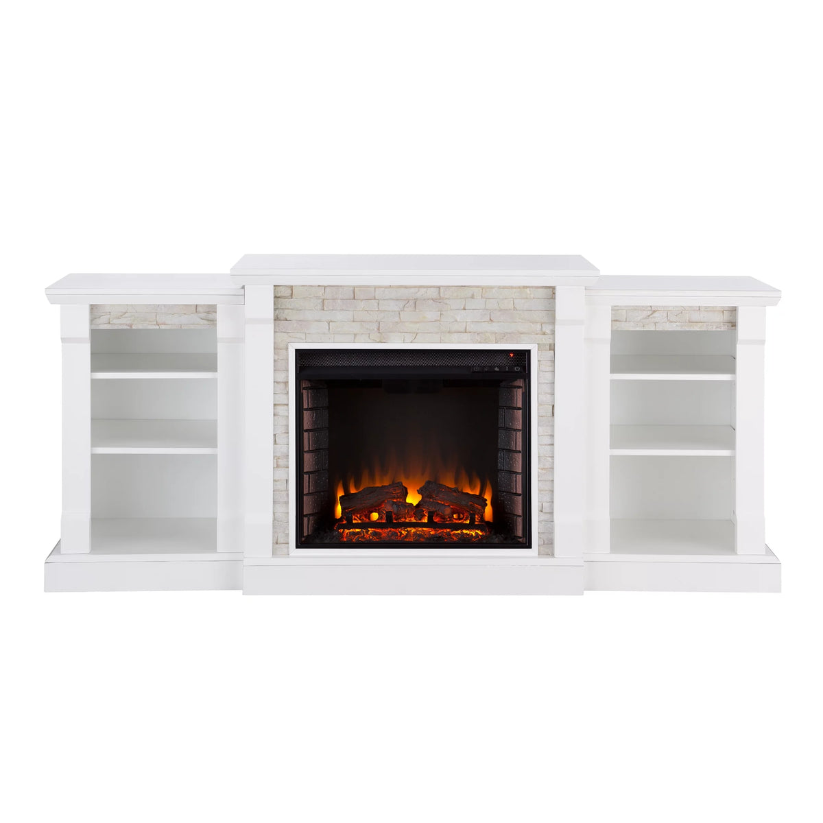 White Electric Fireplace with Bookcases E25785