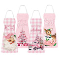 4Pcs Pink Christmas Kitchen Cooking Aprons R55779
