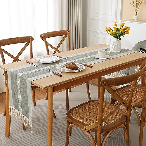 Brown 36 inches Linen Table Runner with Tassel Z511