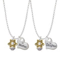 Goldtone Star of David Spinner Heart Necklaces (Set of 2) Q2097