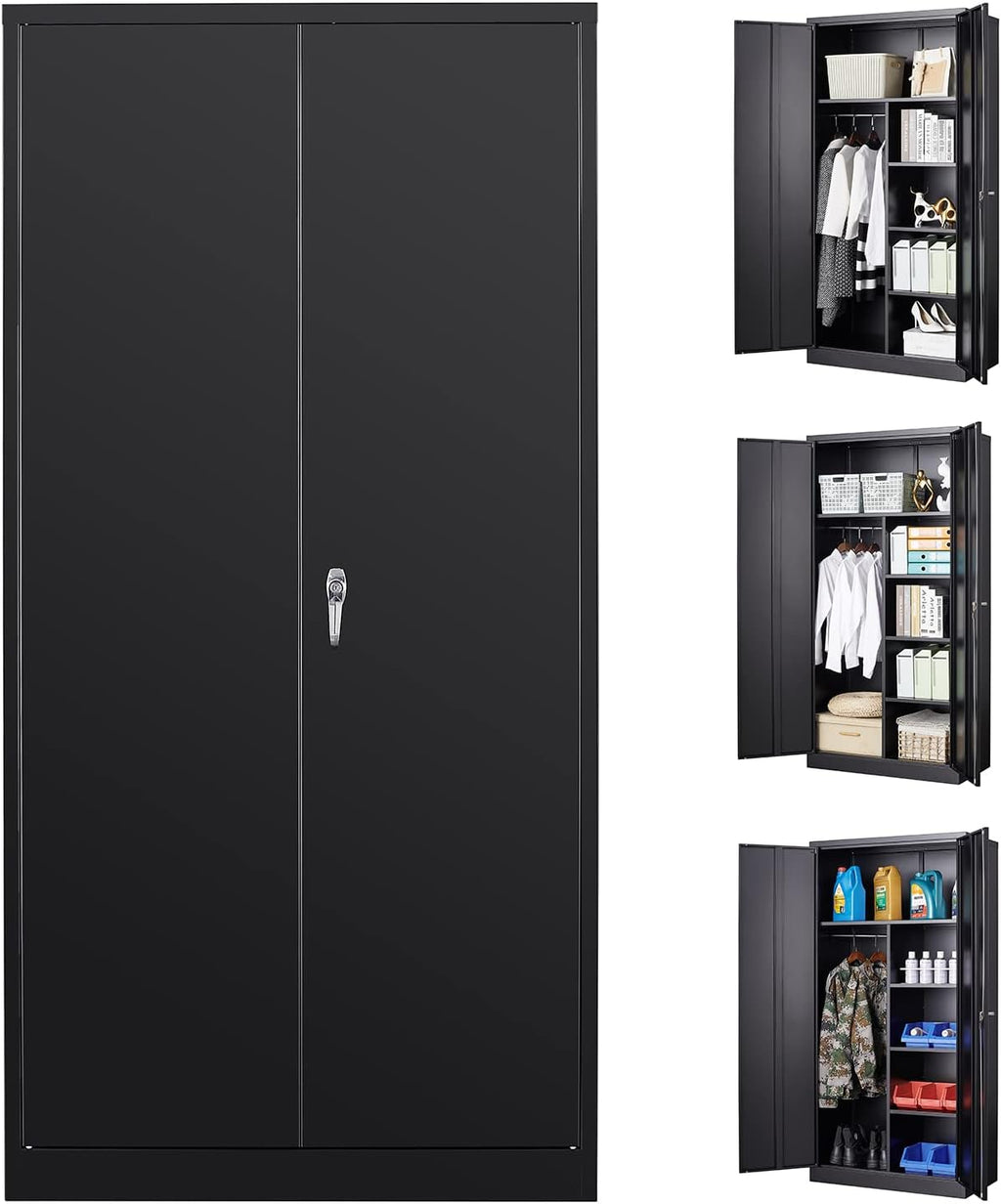 72" Tall Steel Storage Cabinet with Locking Door and 4 Adjustable Shelves P620778