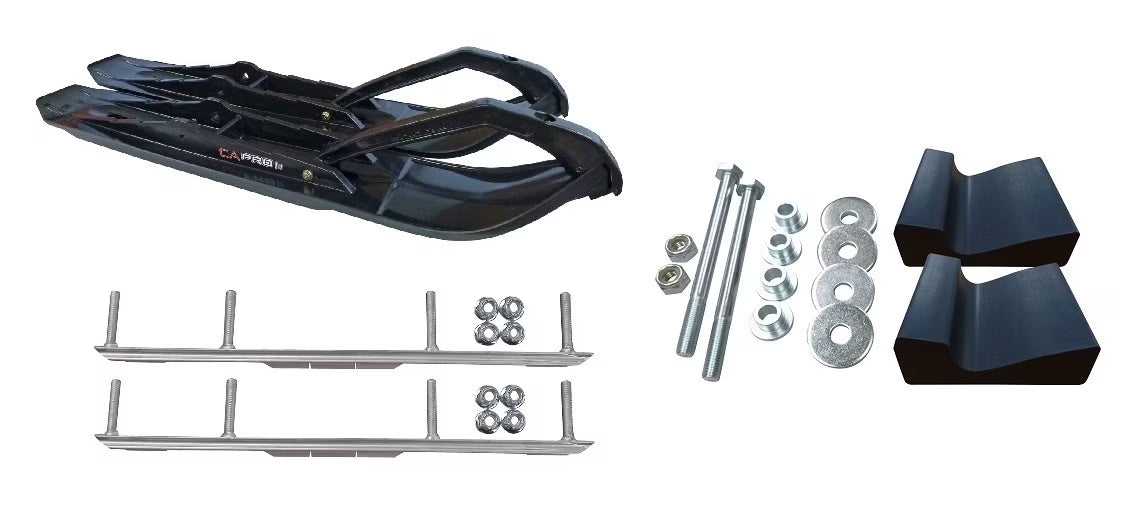 Black XCS Snowmobile Skis with 4.5" Shaper Bars Complete Kit V66399