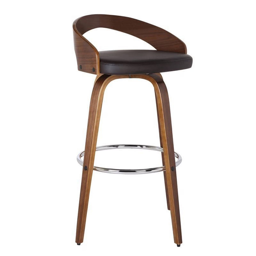 26" Faux Leather Wood Counter Stool in Brown/Walnut M724424
