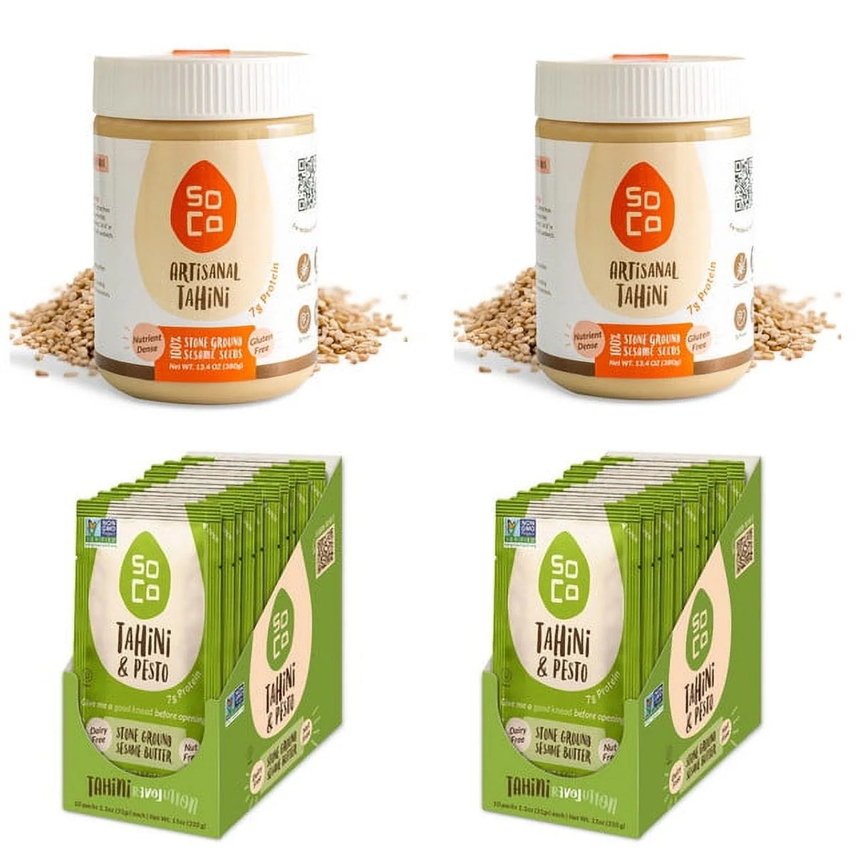 Artisanal Tahini Jars and Squeeze Packs Gluten-Free Sugar-Free U703572