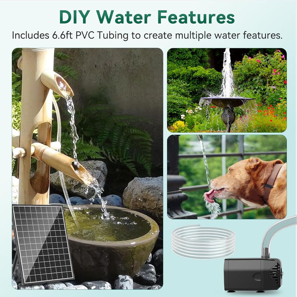 25W Solar Fountain Pump 410GPH with 16.5FT Cord F2562